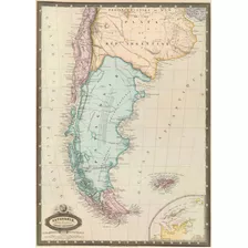 Mapa Antiguo Papel Foto Patagonia 1860 - 85 X 120 Cm