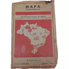 Mapa Cartograma Dos Estado Do Sul Do Brasil Edição 1964.