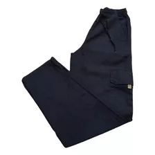 Calça Cargo Masculina Sarja Elástico Cordão (6 Bolsos)