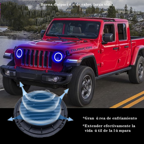 Faros Led H4 Ojo De ngel De 7 In Para Wrangler Jeep Azul Foto 5