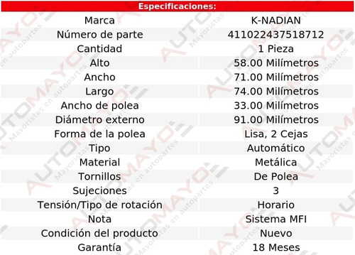 Tensor Banda K-nadian Oldsmobile Toronado V6 3.8l 86-88 Foto 3