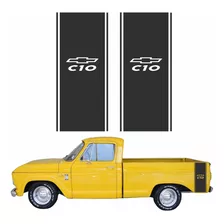 Par Adesivo Lateral Caçamba Compativel Chevrolet C10 Preto