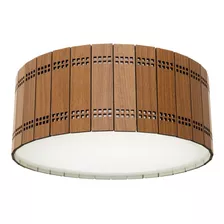 Lustre Decorativo Madeira Plafon Redondo Jabaquara 25cm