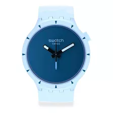 Reloj Swatch Bioceramic Artic Sb03n102 Original Color De La Correa Celeste Color Del Bisel Celeste Color Del Fondo Azul Marino