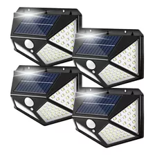 Kit 4 Arandela De Energia Solar Luminária Holofote 100 Leds