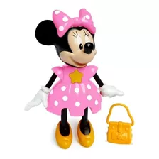 Boneca Minnie Conta Histórias Menina Rosa C/ Bolsinha Disney