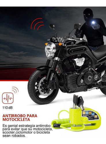 Alarma Motocicle Bloqueo Impermeable Freno Disco Candado Foto 7