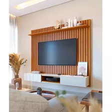 Painel Tv Home Ripado Ambiente Loft 1.8 Nature Off White Cor Nature/off White