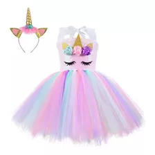 Vestido Unicórnio Menina Festa Lantejoulas Infantil Cosplay