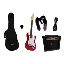 Combo Guitarra Electrica Parquer Roja Amplificador 10w Funda