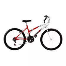 Bicicleta De Passeio Ultra Bikes Bike Aro 24 Bicolor 18 Marchas Freios V-brakes Cor Vermelho/branco