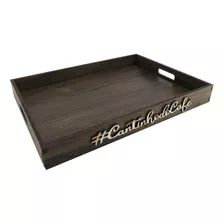 Bandeja Super Luxo Cantinho Do Café Decorativa Marron Mdf