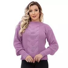 Blusa De Tricot Feminina Manga Bufante Moda Inverno