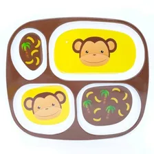  Prato Divisória Infantil Bebe Comida Macaco