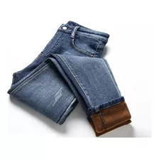 Jeans De Cintura Alta Para Mulheres Com Forro De Lã Térmica