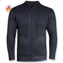 Blusa De Frio Masculina Com Zíper Lã Quentinha Inverno Trico