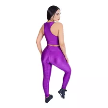 Kit Top E Calca Legging Treino Caminhada Cintura Alta Linda