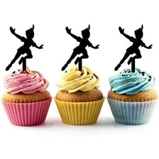 Peter Pan Silhouette Acrylic Cupcake Toppers 12 Pcs