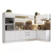 Armário De Cozinha Completa 100% Mdf 448cm Smart Madesa B01 Cor Branco