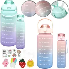 Garrafas Agua Com Adesivos 3d 2d Squeeze Motivacional Kit 2 