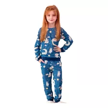 Pijama Família Menina Infantil Urso Polar Inverno Algodão