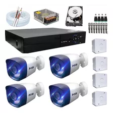 Kit 4 Câmeras Cftv Colorida Noite 1080p Dvr 4 Canais Hd 500g