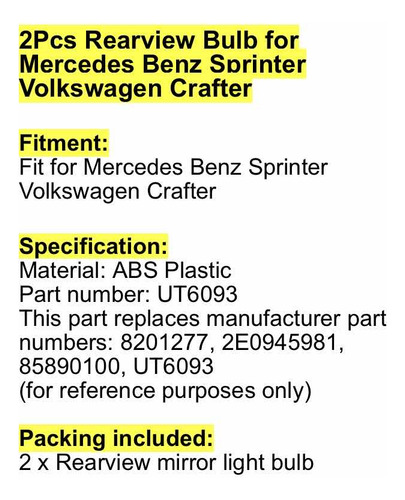 2x Base Porta Foco T10 Luz Espejo Benz Sprinter Volkswagen Foto 4