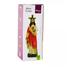 Enfeite Resina Sagrado Coração De Jesus - São Francisco 26cm