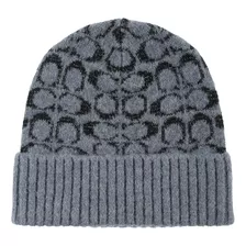 Coach Gorro Jacquard Metálico Signature C Mujer, Negro