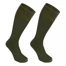 5 Pares Meia Verde Oliva Militar Cano Alto