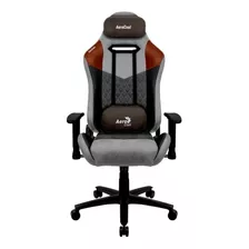 Silla De Escritorio Aerocool Duke Gamer Ergonómica Tan Gray Con Tapizado De Cuero Sintético Y Gamuza Sintética