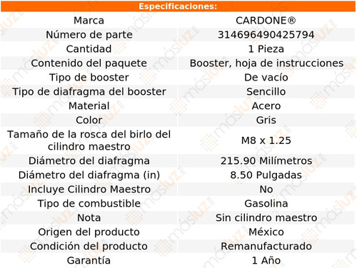 (1) Booster Frenos Mitsubishi Mighty Max 83/86 Cardone Reman Foto 5