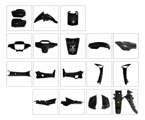 Kit Plásticos Honda Wave 110 18 Piezas Completo Negro Negro