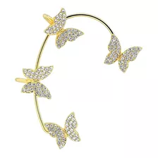 Brincos Borboleta Zircão Strass 1 Par Clipes K-pop Ear Cuff