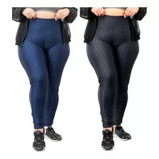 2 Calças Legging Leg Plus Size 3d Brilhante Premium Fitness