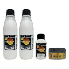 Kit Tinta Couro 2 De 250ml + 100ml Dil.+verniz 90g D Oficial