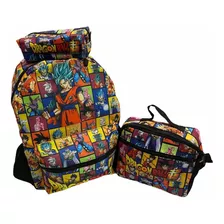 Kit Mochila Dragon Ball Rodinhas Escolar Juvenil 