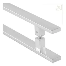 Puxador Porta Duplo Em Aço Inox 40cm Modelo Flat Economy