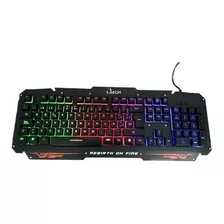 Teclado Gamer Gaming Rgb Led Letras Membrana Retroiluminado Negro Español Latinoamérica