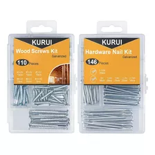 Set De 110 Tornillos Y 146 Clavos Kurui + Caja Organizadora