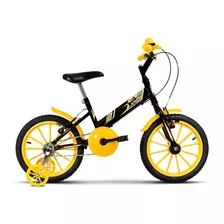Bicicleta Infantil Aro 16 3 4 5 6 7 8 Anos Com Rodinha Kids Cor Preto - Amarelo