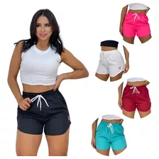 Kit 5 Shortinho Feminino Moda Praia Piscina Short Tactel