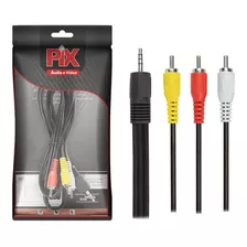 Kit 2 Pçs - Cabo Rca Av - P3 Estereo + 3 Rca Macho 1.3 M