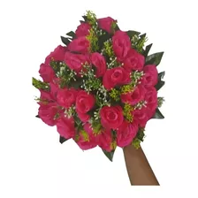 Arranjo 24 Rosas Luxo Cheio Flor Artificial Buque Noiva 9090