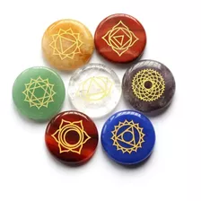 Set 7 Piedras Símbolos Grabados 7 Chackra Gemoterapia Reiki 