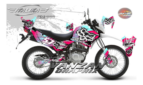 Italika Dm 200 Skull Edition Graficos Stickers Calcas Wrap Foto 10