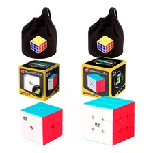 2 Cubos Rubik Qiyi 2x2 Qidi Y 3x3 Warrior S + Estuches Full 