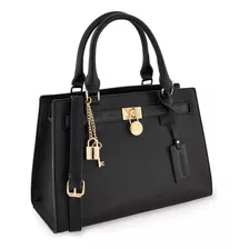 Bolsa Satchel Andrea Para Mujer Doble Asa Con Candado Negro