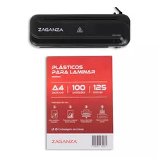 Kit Plastificadora A4 + 100 Plástico De Plastificar Zaganza