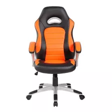 Silla De Escritorio Ayp Equipamientos Rotterdam Gamer Ergonómica Naranja Y Negra Con Tapizado De Cuero Sintético